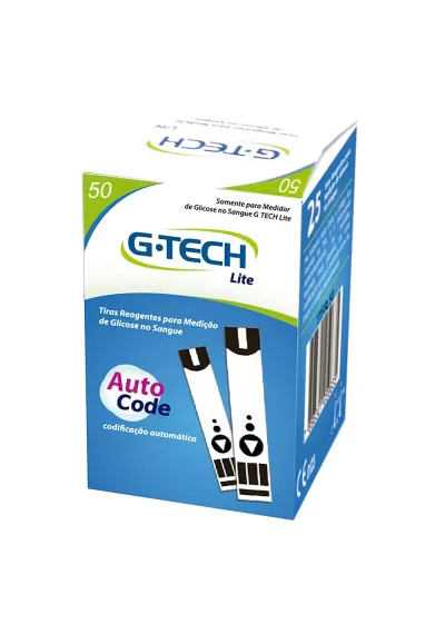  Tiras  Reagentes G-Tech Lite c/ 50 un. para Medição de Glicose 