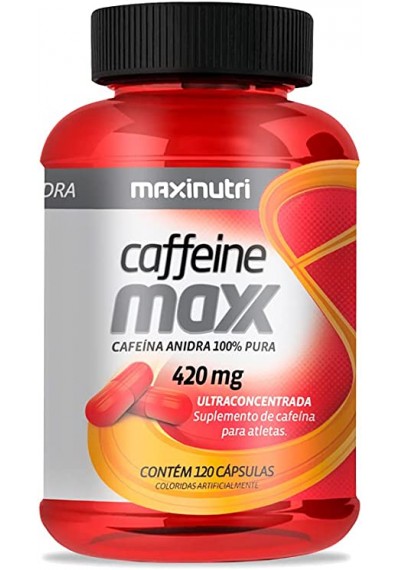 Caffeine Maxx (Cafeína Anidra 100% pura) 420mg c/ 120 cápsulas, MaxiNutri 
