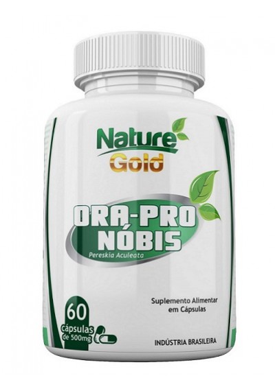 Ora-pro-nóbis c/ 60 cápsulas de 500mg, Nature Gold 