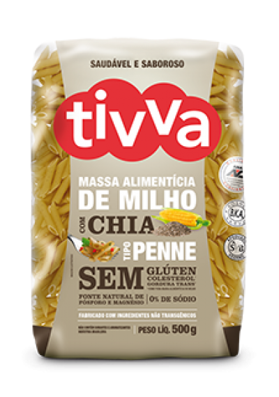 Massa Alimentícia de Milho Penne c/  Chia Tivva 500g. (Macarrão ) 