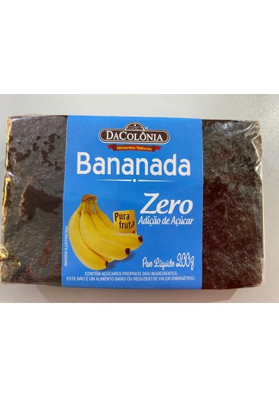 Bananada Pura Fruta, sem adição de açúcares 200g - DaColônia