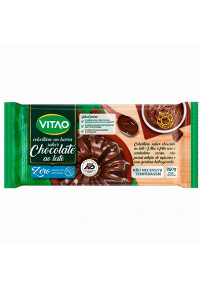 Chocolate ao leite zero açúcar (para cobertura) Vitao 250g 