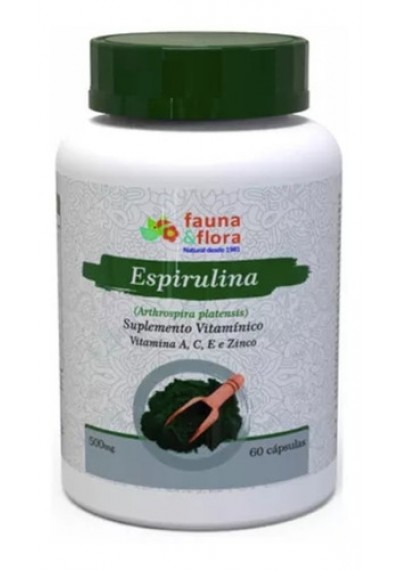 Espirulina Suplemento Vitamínico A, C, E e Zinco 60 Cápsulas 500mg