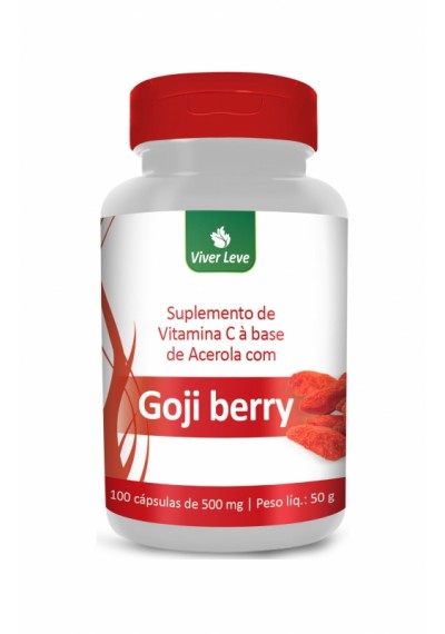Suplemento de vitamina C Acerola com Goji Berry 50 Cápsulas de 500mg