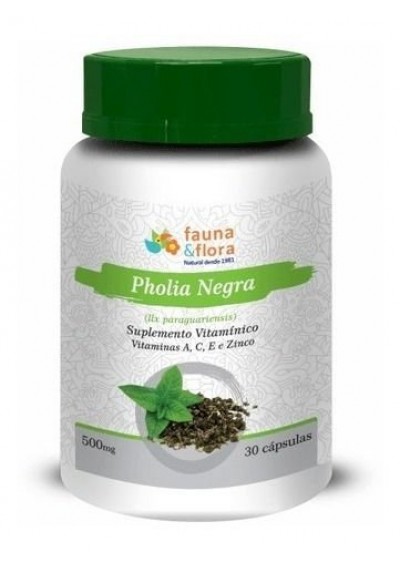 Pholia Negra Com Vitamina A, C E e Zinco (500mg) - 30 Cápsulas - Fauna & Flora