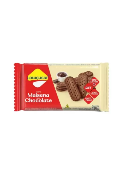 Biscoito Maisena sabor Chocolate zero lactose e zero açúcar - Lowçucar 115grs