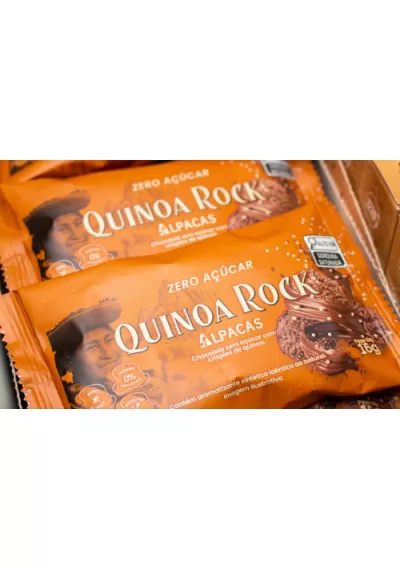 Chocolate zero açúcar com Crispies de Quinoa 16g, Quinoa Rock Alpacas 