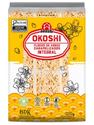 Torrada de arroz caramelizadas integral 200g, Okoshi 