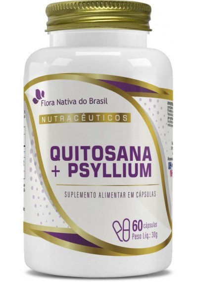 Quitosana + Psyllium 60 cápsulas 500mg, Flora Nativa do Brail 