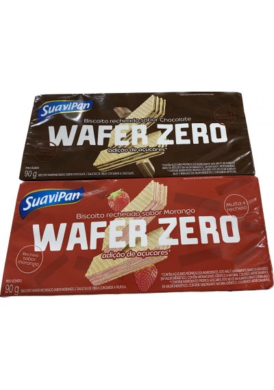 Wafer Zero adição de açúcares Suavipan 90g (Chocolate OU Morango)